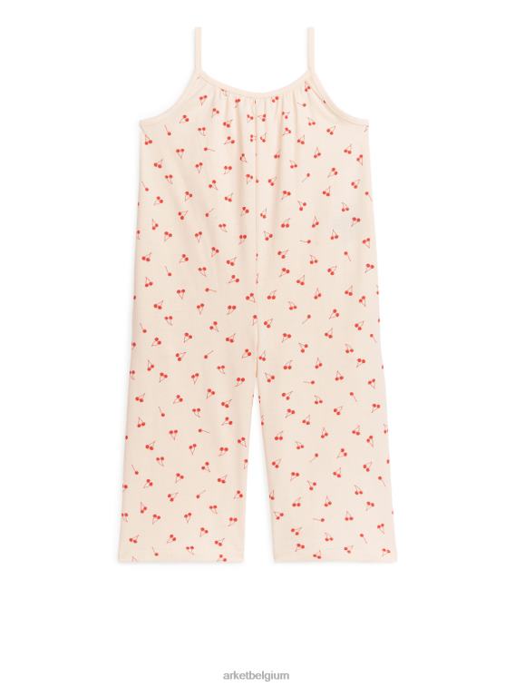 ARKET kleding 0DXJP1550 beige/kersen mouwloze jersey jumpsuit kinderen