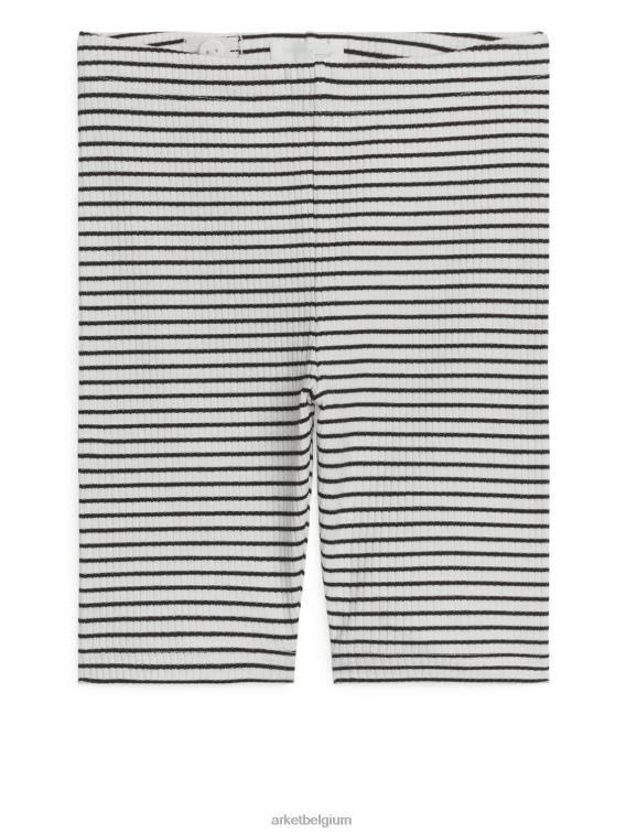 ARKET kleding 0DXJP1552 gebroken wit/zwart geribbelde fietsbroek kinderen