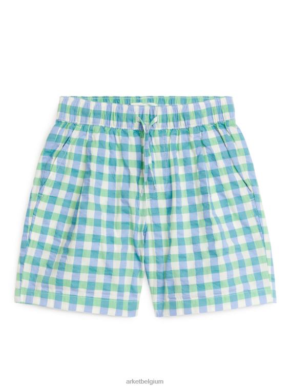 ARKET kleding 0DXJP1557 groen/blauw/wit seersucker korte broek kinderen