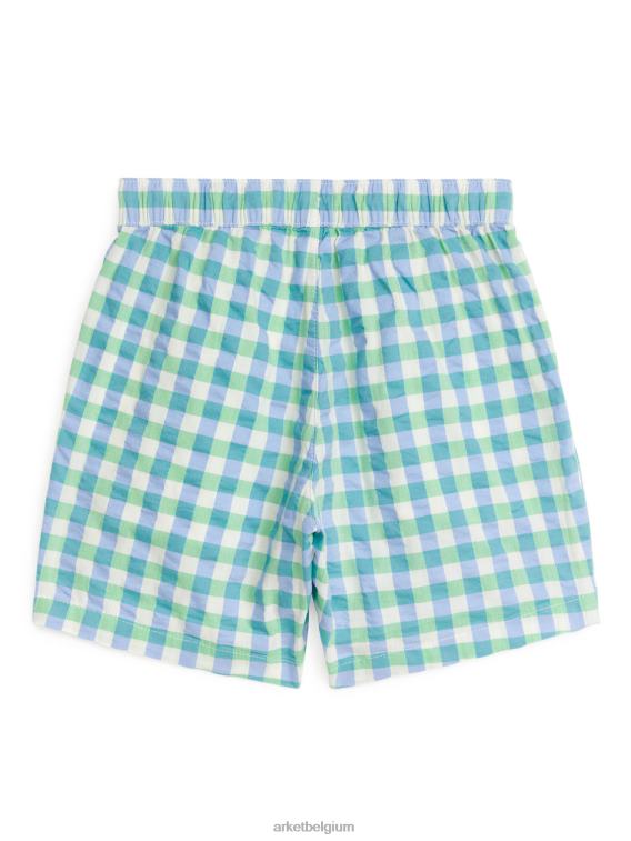 ARKET kleding 0DXJP1557 groen/blauw/wit seersucker korte broek kinderen