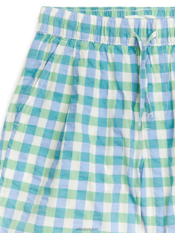 ARKET kleding 0DXJP1557 groen/blauw/wit seersucker korte broek kinderen