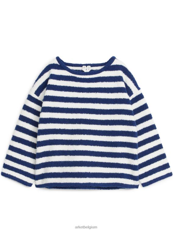 ARKET kleding 0DXJP1511 donkerblauw/wit donzige boxy-fit trui kinderen