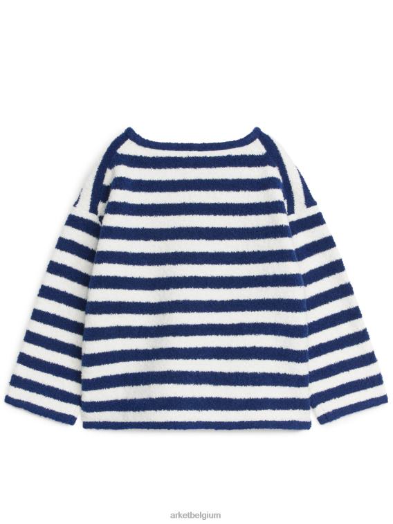 ARKET kleding 0DXJP1511 donkerblauw/wit donzige boxy-fit trui kinderen