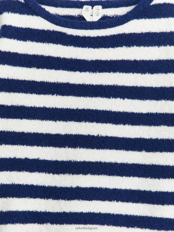 ARKET kleding 0DXJP1511 donkerblauw/wit donzige boxy-fit trui kinderen