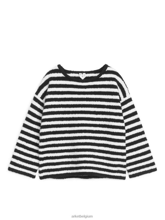 ARKET kleding 0DXJP1523 zwart wit donzige boxy-fit trui kinderen