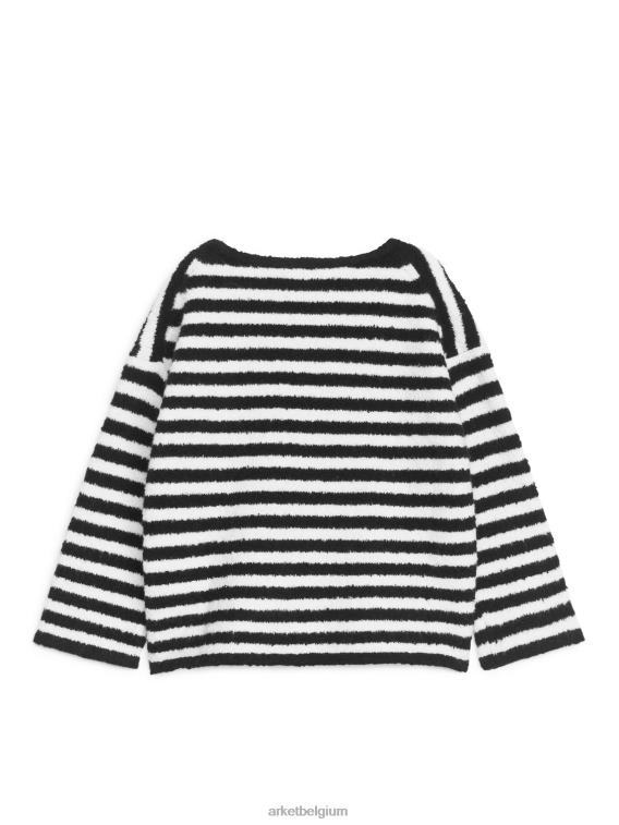 ARKET kleding 0DXJP1523 zwart wit donzige boxy-fit trui kinderen