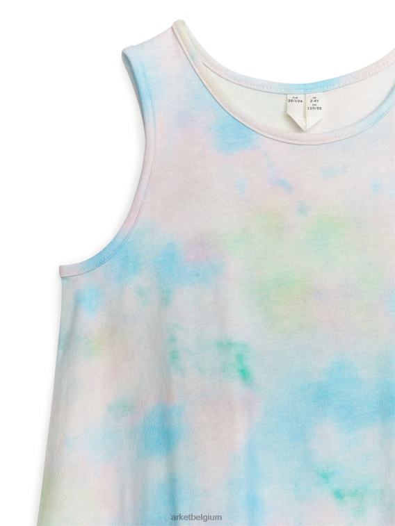 ARKET kleding 0DXJP1370 wit/tie-dye jersey jurk met ruches kinderen