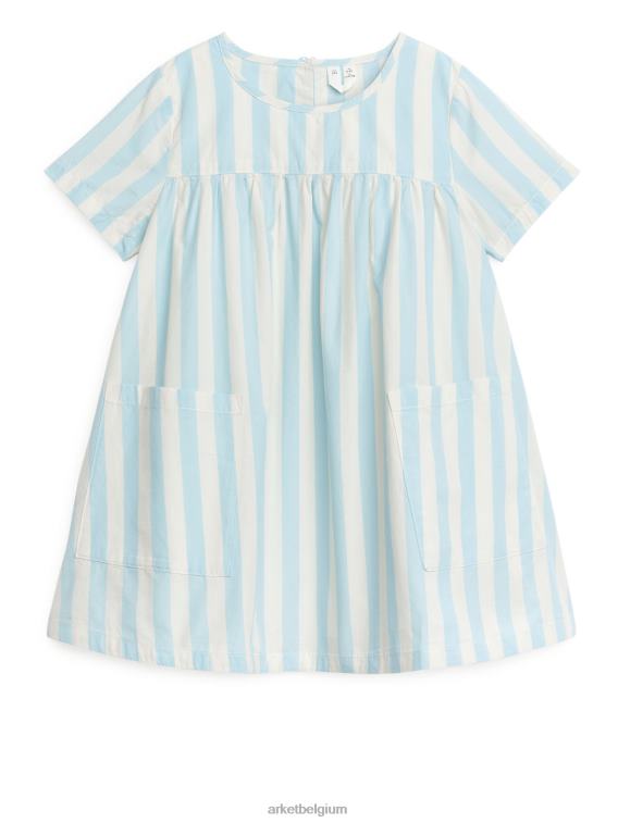 ARKET kleding 0DXJP1372 wit/lichtblauw Pima katoenen popeline jurk kinderen