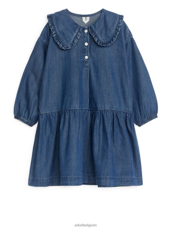 ARKET kleding 0DXJP1373 blauw flanellen jurk met ruches kinderen