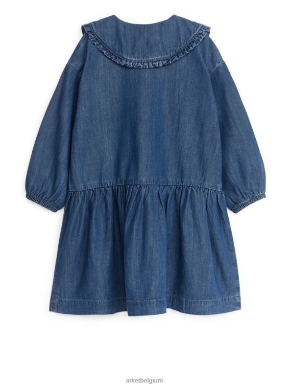 ARKET kleding 0DXJP1373 blauw flanellen jurk met ruches kinderen