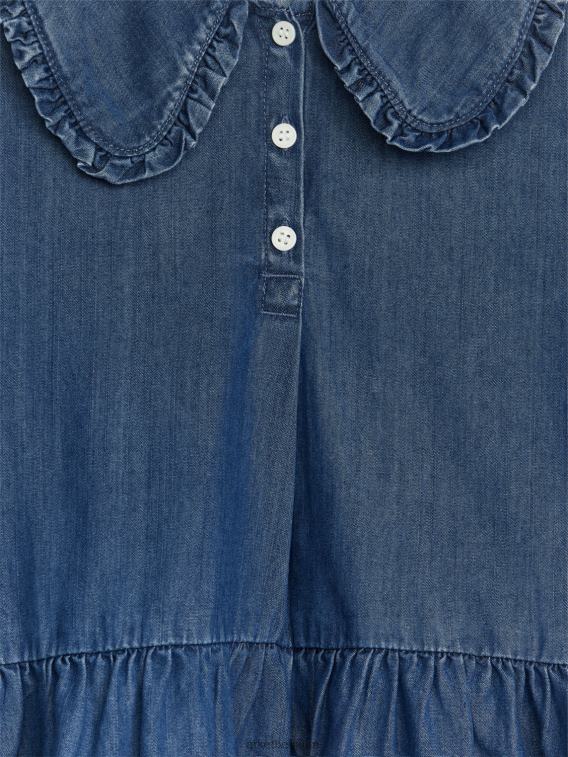ARKET kleding 0DXJP1373 blauw flanellen jurk met ruches kinderen