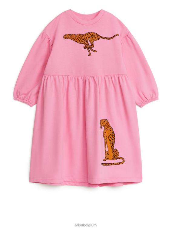 ARKET kleding 0DXJP1374 roze/cheetah jurk van geplooide badstof kinderen