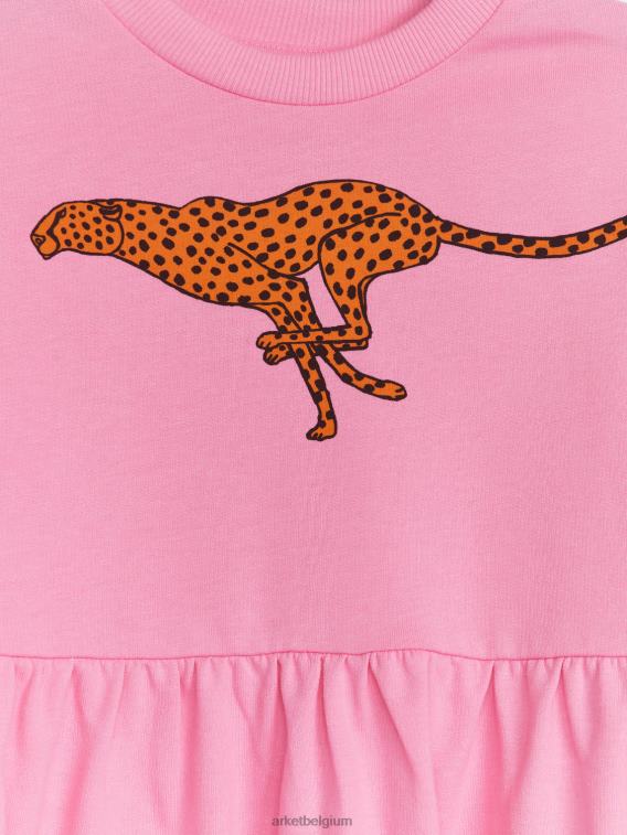 ARKET kleding 0DXJP1374 roze/cheetah jurk van geplooide badstof kinderen