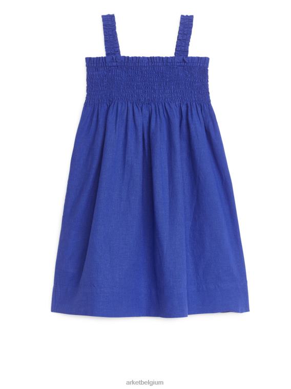 ARKET kleding 0DXJP1375 blauw gesmokte seersuckerjurk kinderen