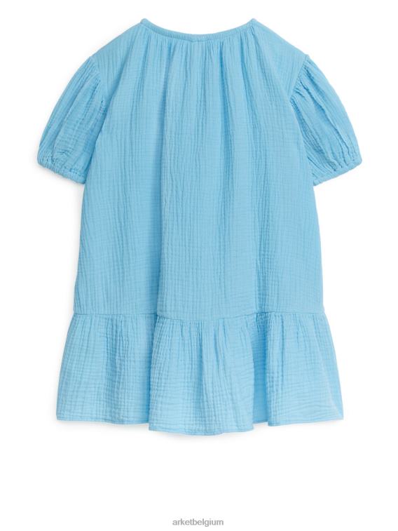 ARKET kleding 0DXJP1379 lichtblauw katoenen mousseline jurk kinderen