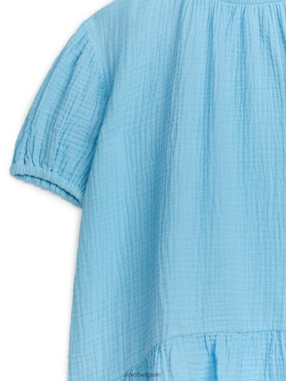 ARKET kleding 0DXJP1379 lichtblauw katoenen mousseline jurk kinderen