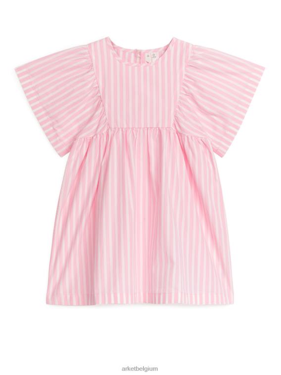 ARKET kleding 0DXJP1381 roze/streep katoenen popeline jurk kinderen