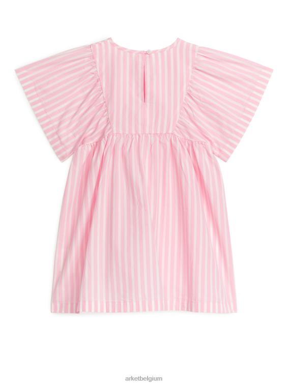 ARKET kleding 0DXJP1381 roze/streep katoenen popeline jurk kinderen