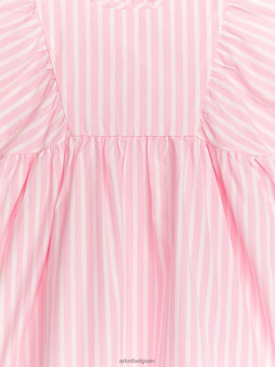 ARKET kleding 0DXJP1381 roze/streep katoenen popeline jurk kinderen