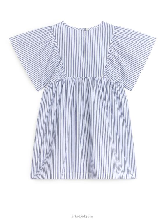 ARKET kleding 0DXJP1382 wit Blauw katoenen popeline jurk kinderen