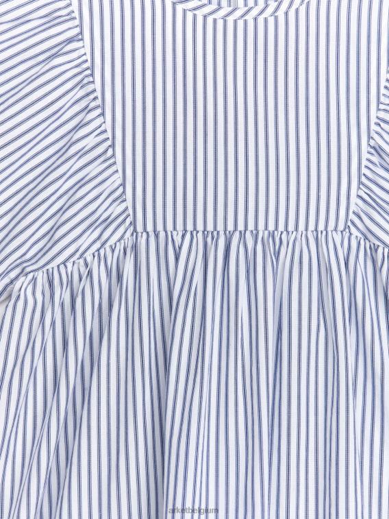 ARKET kleding 0DXJP1382 wit Blauw katoenen popeline jurk kinderen