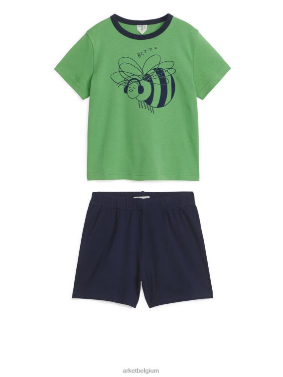 ARKET kleding 0DXJP1663 groen/hommel korte jersey pyjamaset kinderen