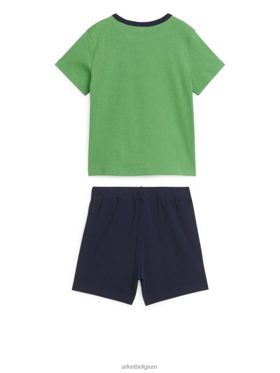 ARKET kleding 0DXJP1663 groen/hommel korte jersey pyjamaset kinderen