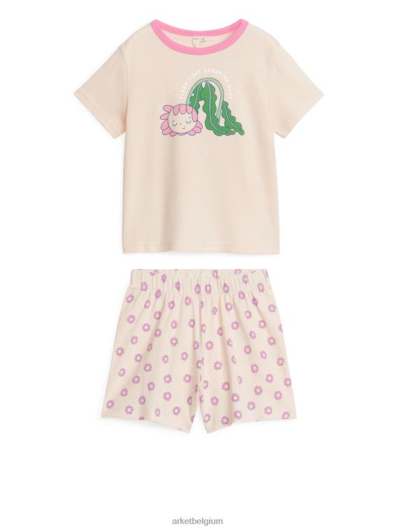 ARKET kleding 0DXJP1664 licht oranje/bloem korte jersey pyjamaset kinderen
