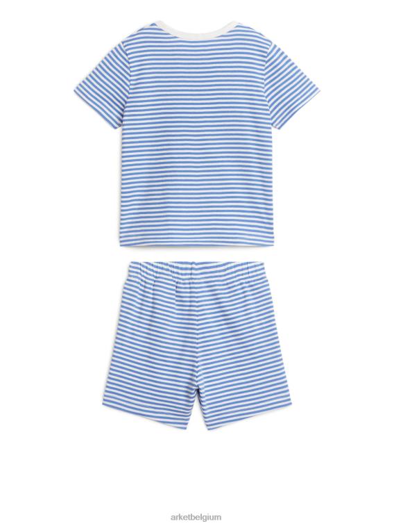 ARKET kleding 0DXJP1669 blauw Wit korte jersey pyjamaset kinderen