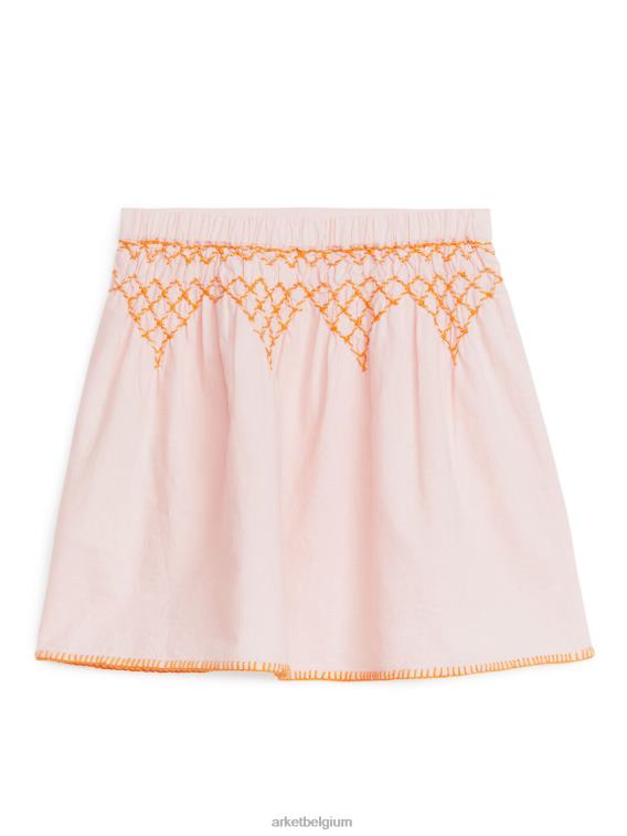 ARKET kleding 0DXJP1385 roze geborduurde linnen rok kinderen