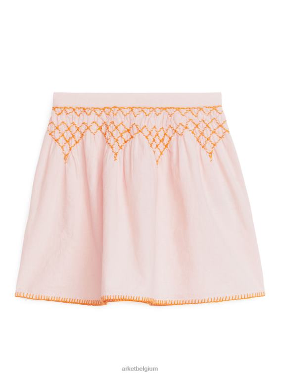 ARKET kleding 0DXJP1385 roze geborduurde linnen rok kinderen