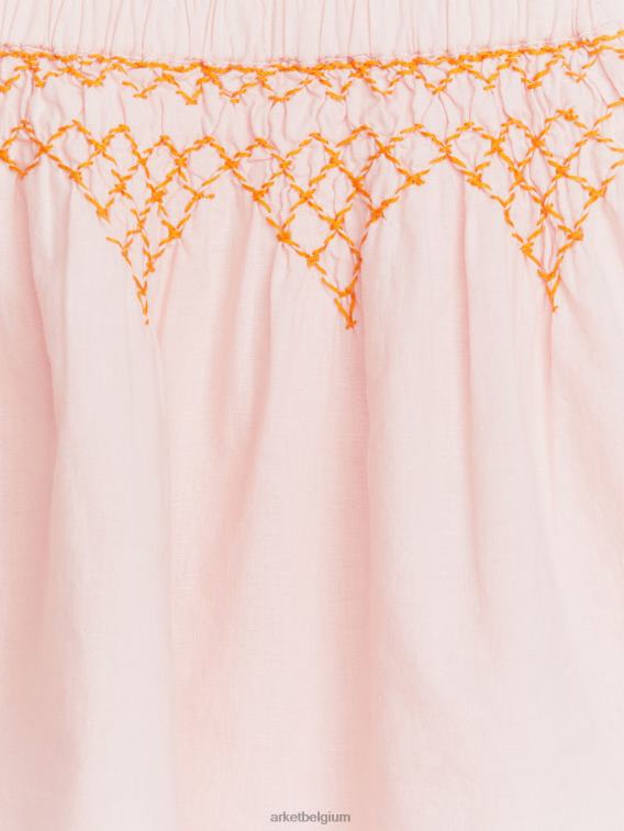 ARKET kleding 0DXJP1385 roze geborduurde linnen rok kinderen