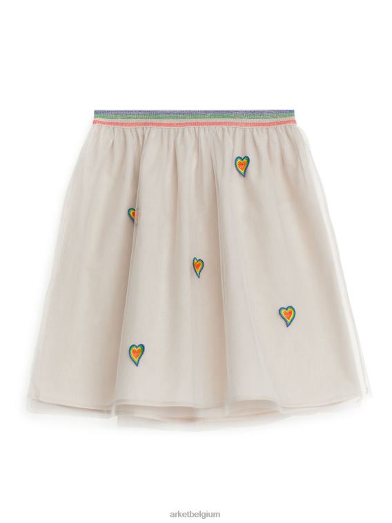 ARKET kleding 0DXJP1391 beige/multi geborduurde tule rok kinderen