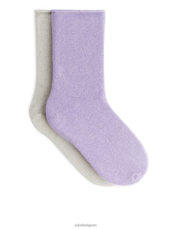 ARKET kleding 0DXJP1594 lila/zilver glittersokken, 2 paar kinderen