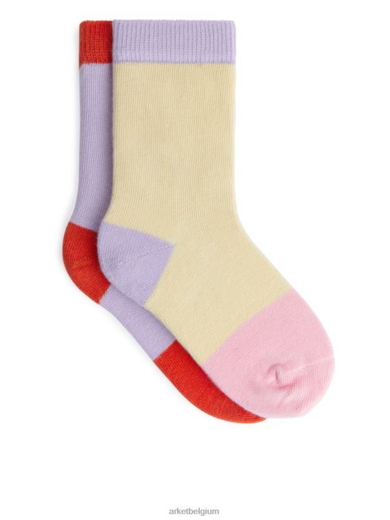 ARKET kleding 0DXJP1605 lila/lichtgeel katoenen sokken kinderen