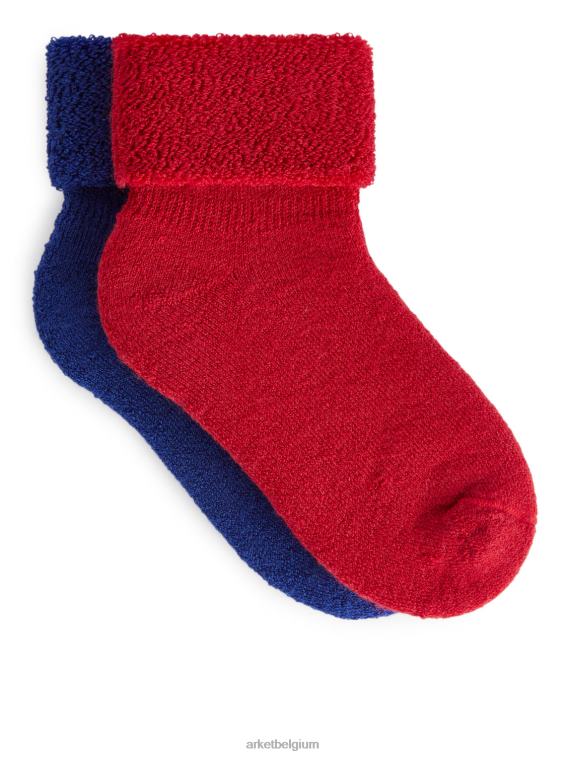 ARKET kleding 0DXJP1608 rood blauw sokken van wollen badstof kinderen