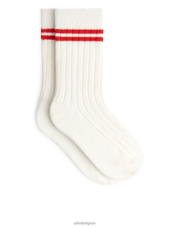 ARKET kleding 0DXJP1612 gebroken wit/rood Set van 2 ribgebreide sokken kinderen
