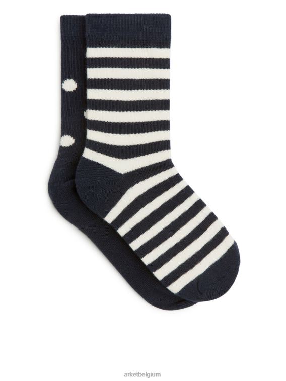ARKET kleding 0DXJP1617 donkerblauw/gebroken wit katoenen sokken kinderen