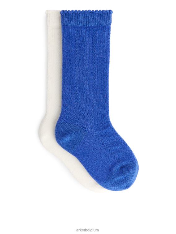 ARKET kleding 0DXJP1696 blauw Wit pointelle sokken, 2 paar kinderen