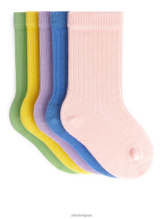 ARKET kleding 0DXJP1743 regenboog/meerkleurig ribgebreide babysokjes, 5 paar kinderen