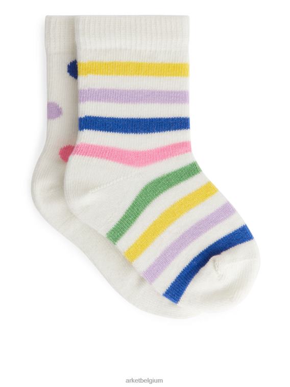 ARKET kleding 0DXJP1778 wit/meerkleurig sokken met stippen, 2 paar kinderen
