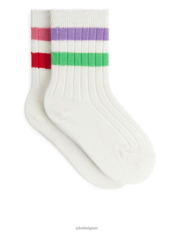 ARKET kleding 0DXJP1781 veelkleurig/wit geribbelde babysokjes kinderen