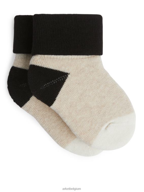 ARKET kleding 0DXJP1783 zwart/beige badstof sokken kinderen