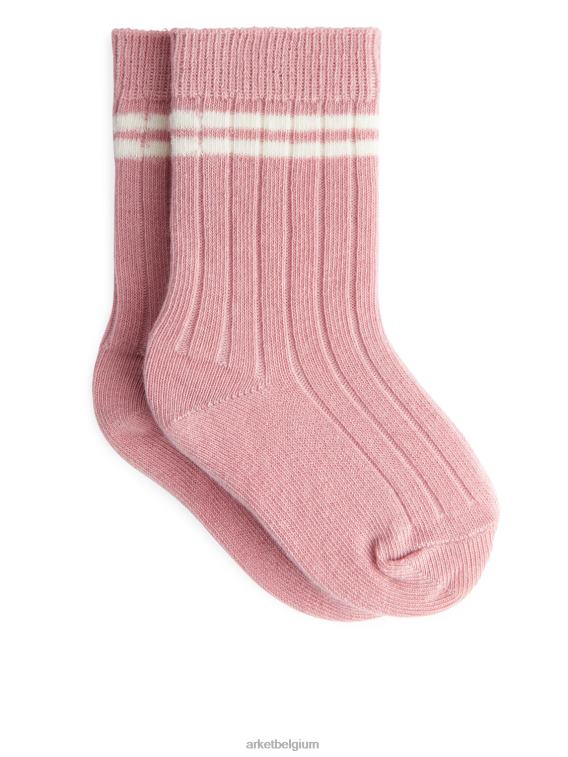 ARKET kleding 0DXJP1786 roze geribbelde babysokjes kinderen