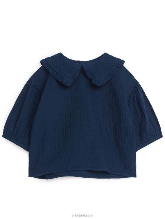 ARKET kleding 0DXJP1431 donkerblauw Kaasdoekblouse met rucheskraag kinderen