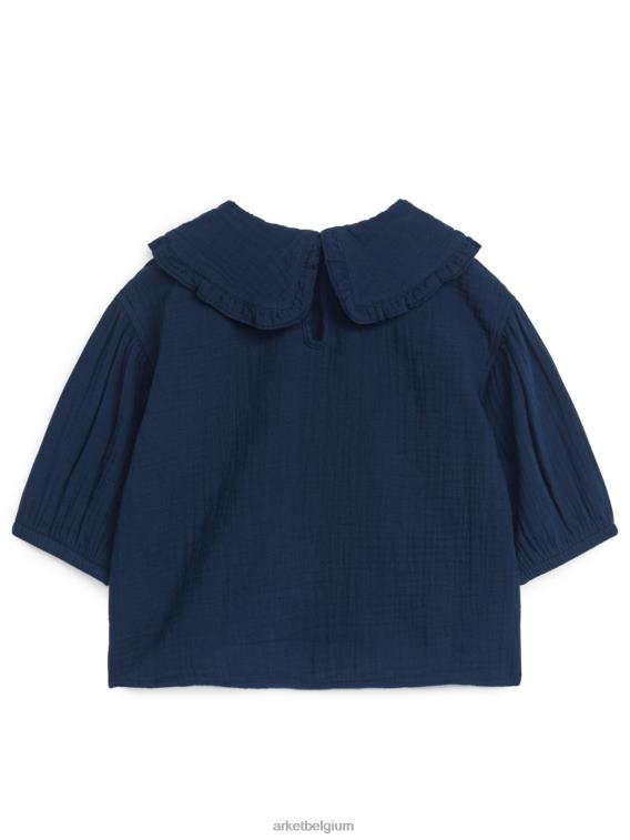 ARKET kleding 0DXJP1431 donkerblauw Kaasdoekblouse met rucheskraag kinderen