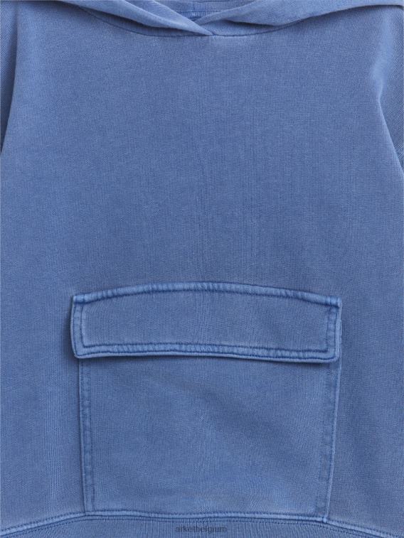 ARKET kleding 0DXJP1432 blauw gewassen hoodie met zak aan de voorkant kinderen