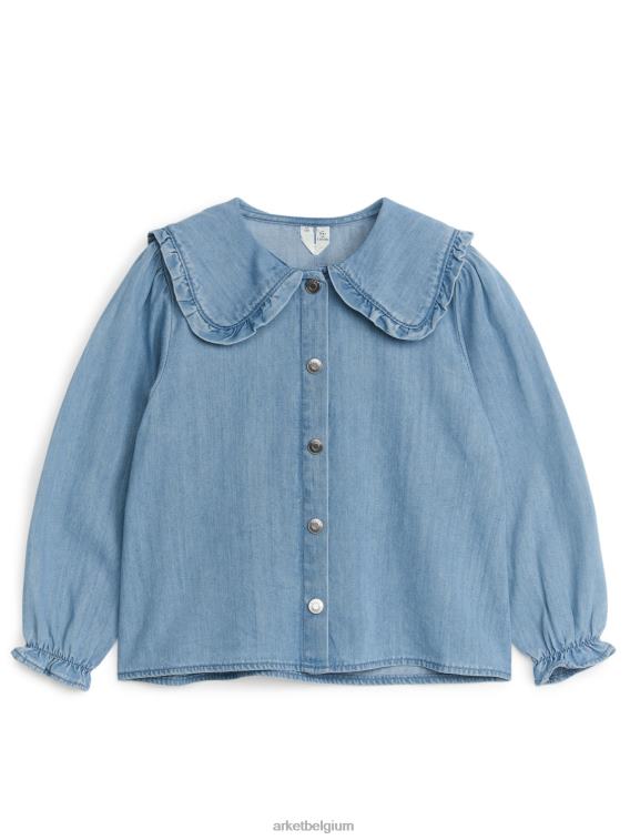 ARKET kleding 0DXJP1438 blauw denimblouse met ruches kinderen