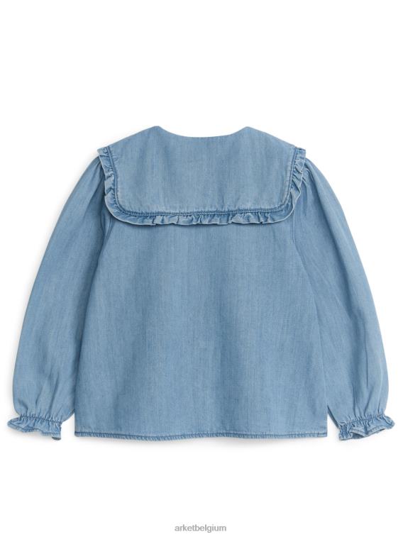 ARKET kleding 0DXJP1438 blauw denimblouse met ruches kinderen