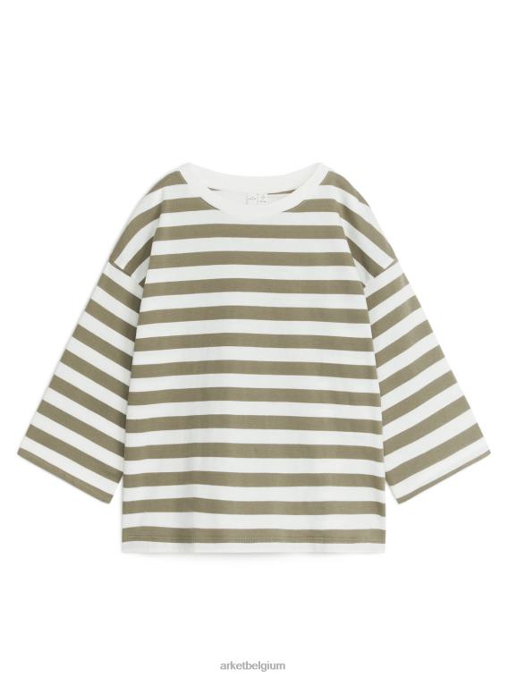 ARKET kleding 0DXJP1442 kakigroen/gebroken wit oversized t-shirt met lange mouwen kinderen